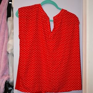 Red blouse with white dots open in the back